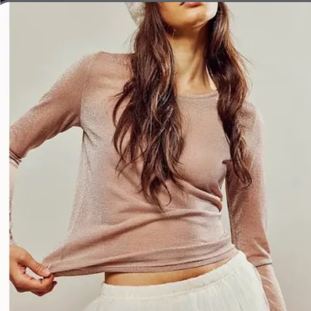 Free People Shimmering Long Sleeve Top